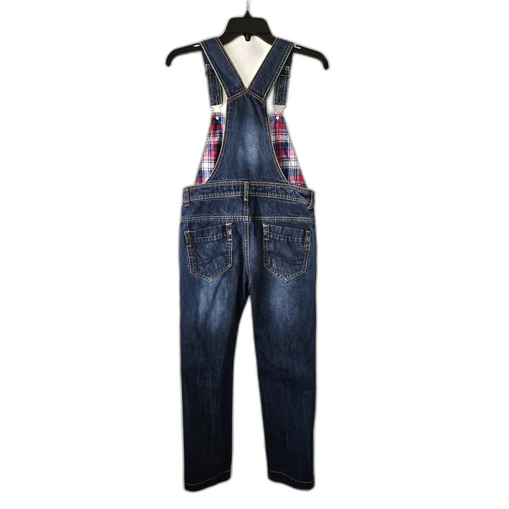 Genius Star Children's Darkwash Denim Overalls Tomboy Slight Distress 12Y